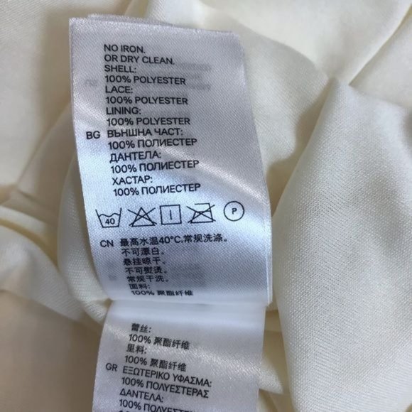 H&M Womens Cream Open Knit Lace Detail Strap Sleeve Lightweight Dress Size 4 - Picture 7 of 8